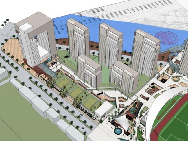 Sketchup综合体模型|多高层商业综合体，住宅，办公，现代风格