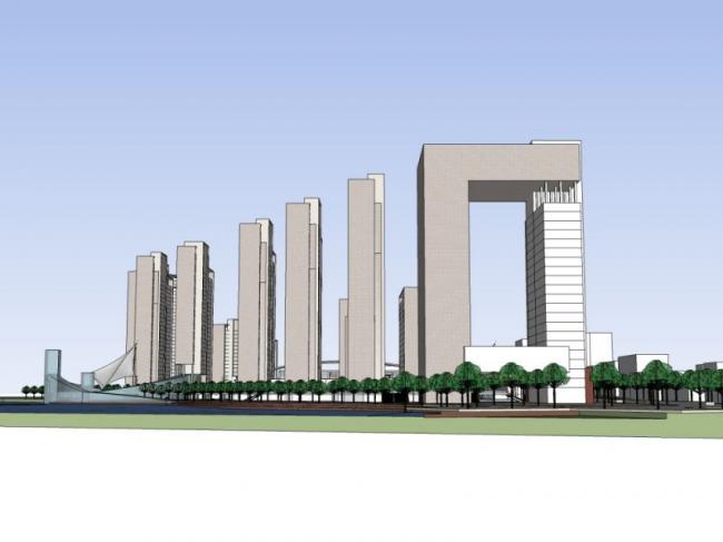 Sketchup综合体模型|多高层商业综合体，住宅，办公，现代风格