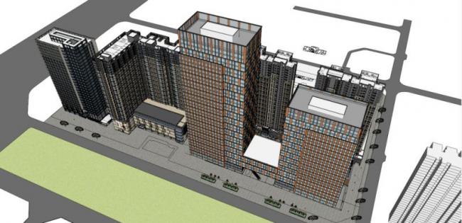 Sketchup综合体模型|多高层综合体，住宅，办公，现代风格