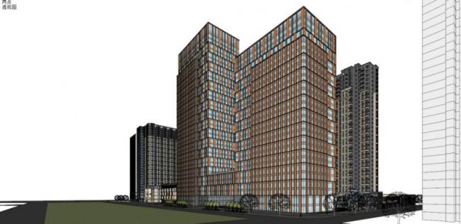 Sketchup综合体模型|多高层综合体，住宅，办公，现代风格