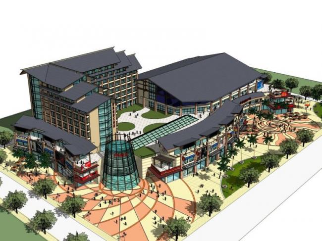 Sketchup商业模型|多高层商业建筑，现代中式风格