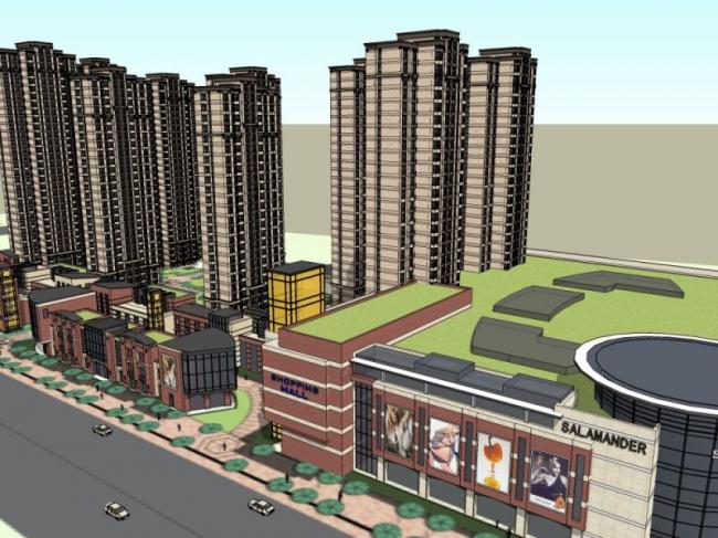 Sketchup综合体模型|多高层商业综合体，住宅，古典风格