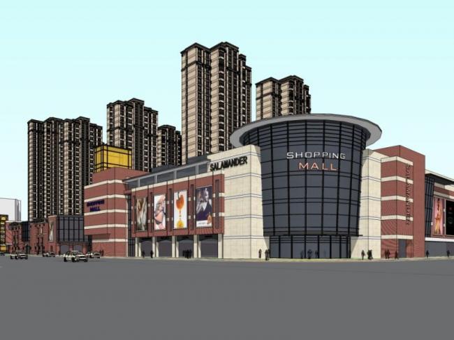 Sketchup综合体模型|多高层商业综合体，住宅，古典风格