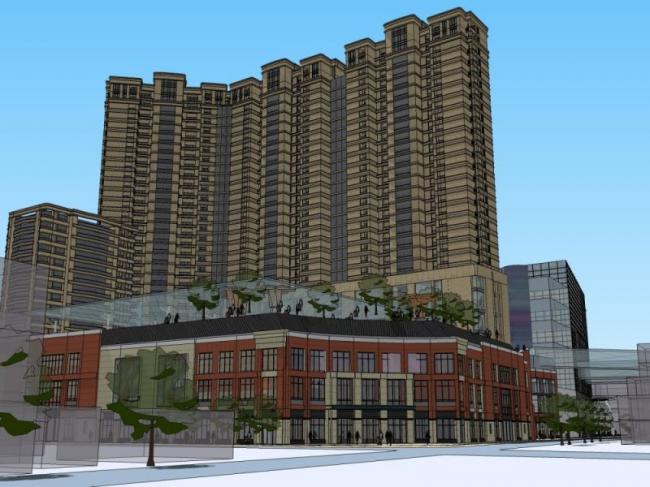 Sketchup综合体模型|多高层商住综合体，商业，住宅，古典风格