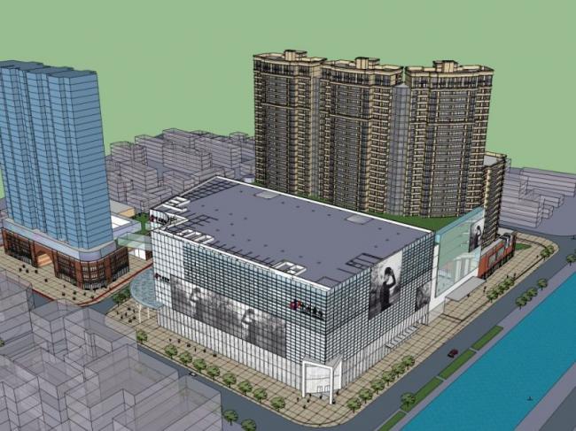 Sketchup综合体模型|多高层商住综合体，商业，住宅，古典风格