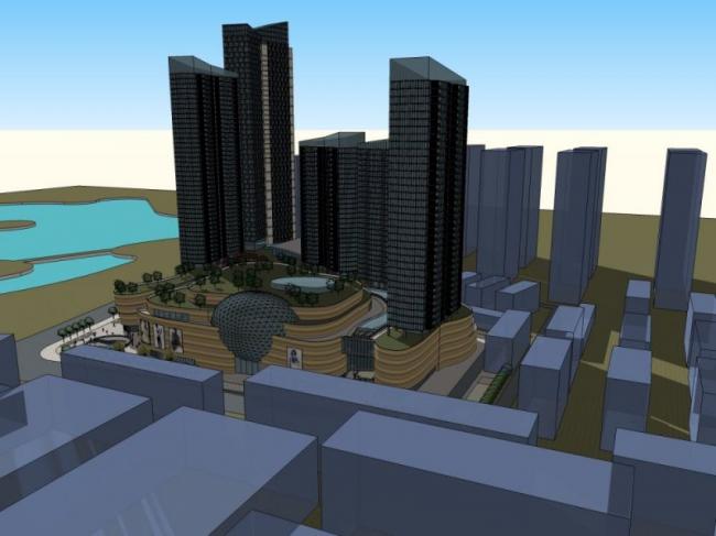 Sketchup综合体模型|超高层商业综合体，住宅，办公，现代风格