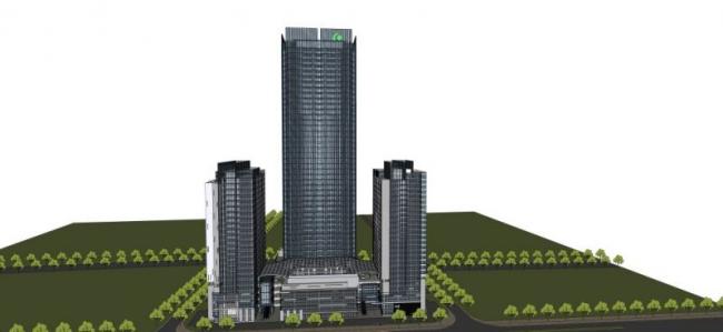 Sketchup办公模型|超高层办公楼，现代风格