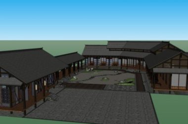 Sketchup商业模型|会所，日式风格，日式枯山水-BIM建筑网