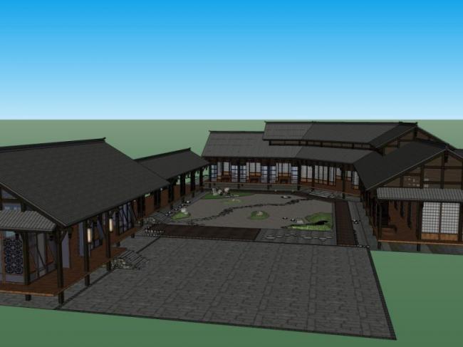 Sketchup商业模型|会所，日式风格，日式枯山水