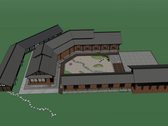 Sketchup商业模型|会所，日式风格，日式枯山水