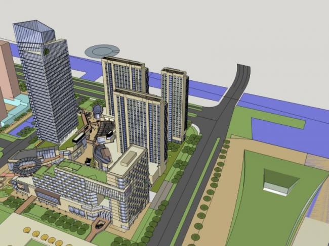 Sketchup综合体模型|超高层商业综合体，办公，酒店，住宅，现代风格