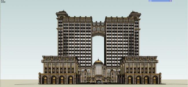 Sketchup商业模型|高层商业建筑，欧式古典风格