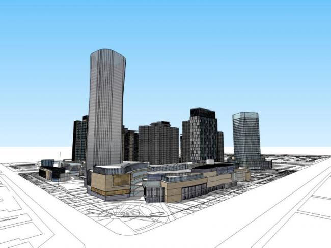 Sketchup综合体模型|超高层综合体，商业，办公，住宅，现代风格