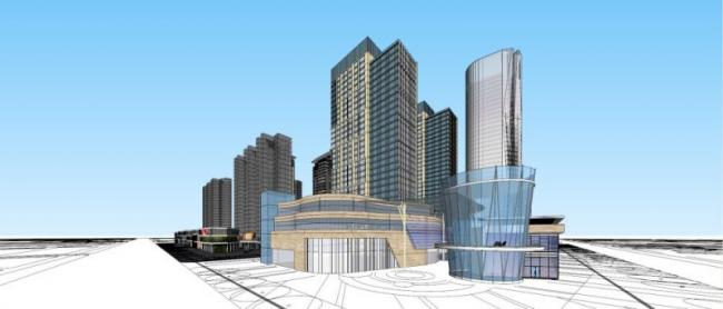 Sketchup综合体模型|超高层综合体，商业，办公，住宅，现代风格