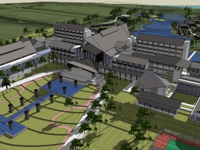 Sketchup酒店模型|多层酒店，中式风格，深圳隐秀山居酒店