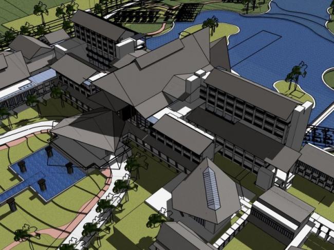 Sketchup酒店模型|多层酒店，中式风格，深圳隐秀山居酒店