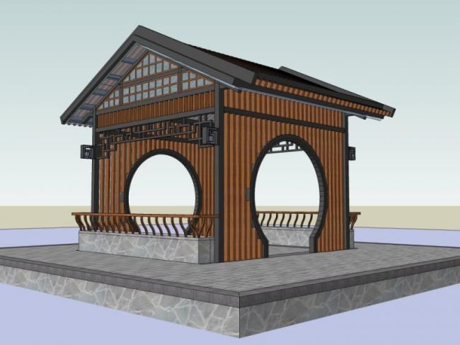Sketchup小品模型|亭子，中式风格，小品