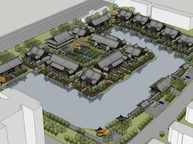 Sketchup商业模型|多层会所，中式风格