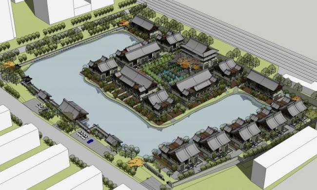 Sketchup商业模型|多层会所，中式风格