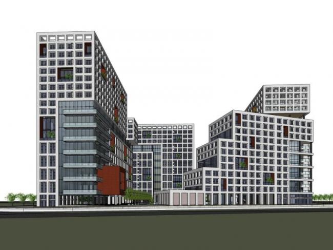 Sketchup办公模型|多高层创意园，现代风格