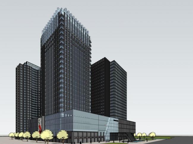 Sketchup综合体模型|多高层商业综合体，办公，住宅，现代风格