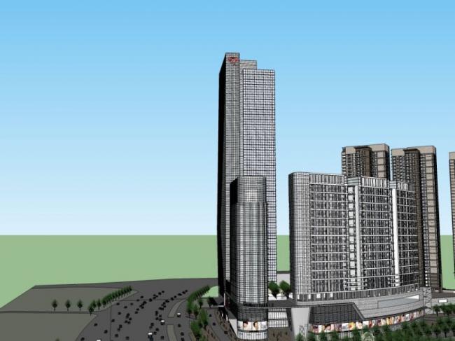Sketchup综合体模型|超高层综合体，商业，酒店，办公，住宅，现代风格