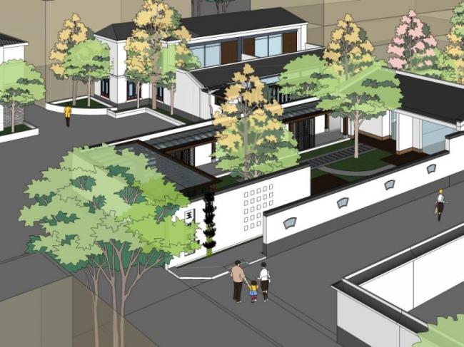 Sketchup商业模型|低层会所，现代中式风格