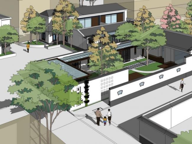 Sketchup商业模型|低层会所，现代中式风格