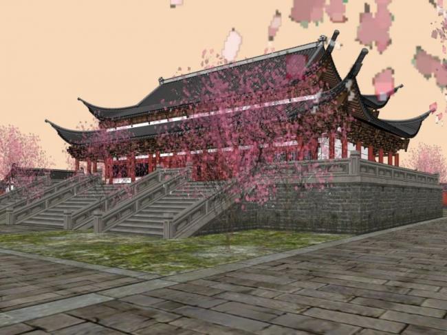 Sketchup古建筑模型|多层寺庙，古寺古庙，中式风格，古建