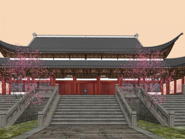 Sketchup古建筑模型|多层寺庙，古寺古庙，中式风格，古建
