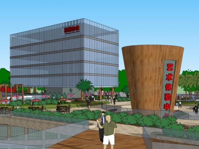 Sketchup文化模型|多层艺术中心，文化建筑，现代风格