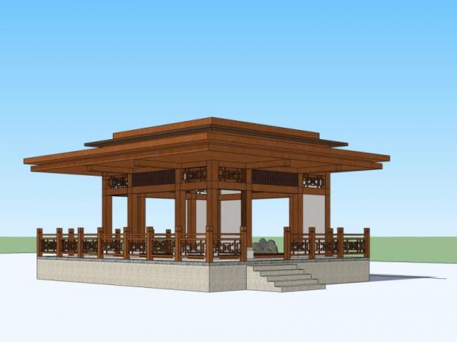 Sketchup小品模型|亭子，中式风格，小品