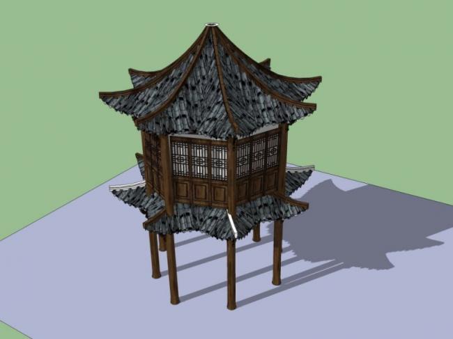 Sketchup小品模型|亭子，中式风格，小品