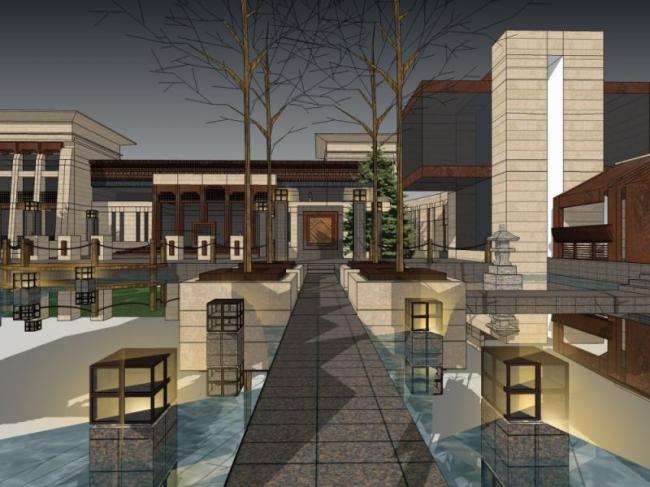 Sketchup商业模型|低层会所，现代风格