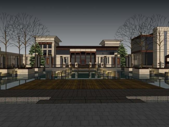 Sketchup商业模型|低层会所，现代风格