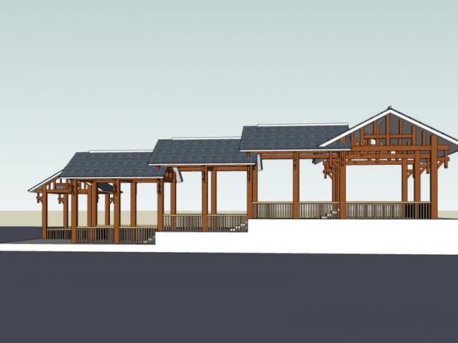 Sketchup小品模型|亭子，中式风格，小品