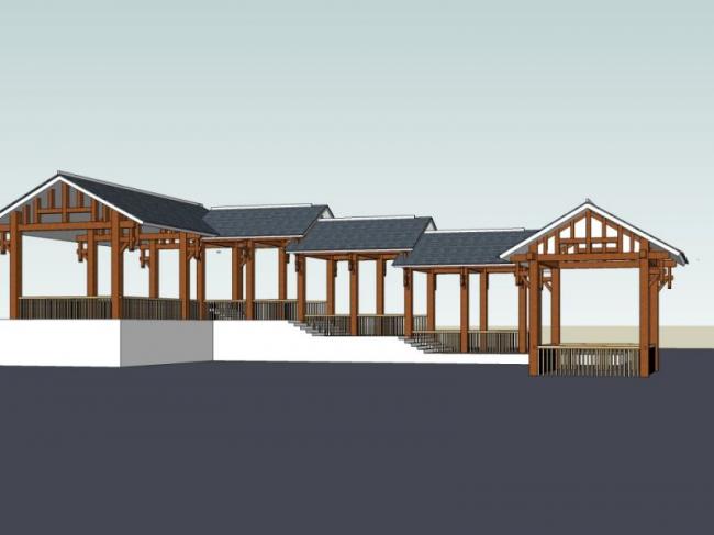 Sketchup小品模型|亭子，中式风格，小品