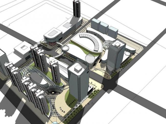 Sketchup综合体模型|超高层商业综合体，办公，酒店，住宅，现代风格