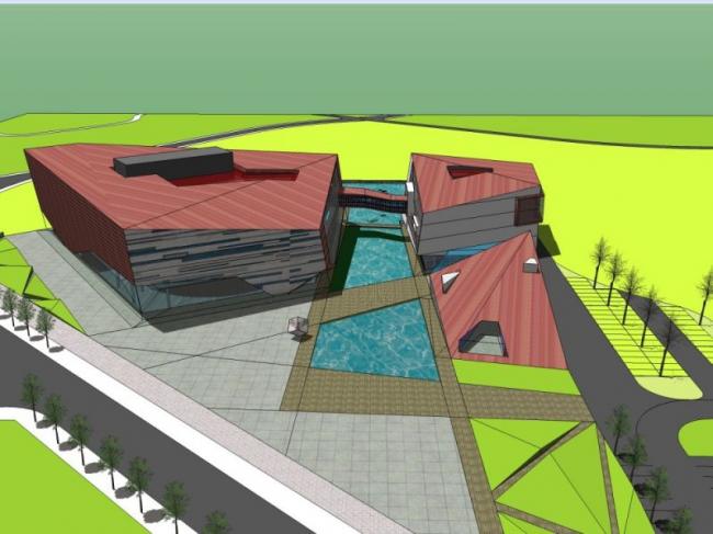 Sketchup文化模型|多层活动中心，文化建筑，现代风格