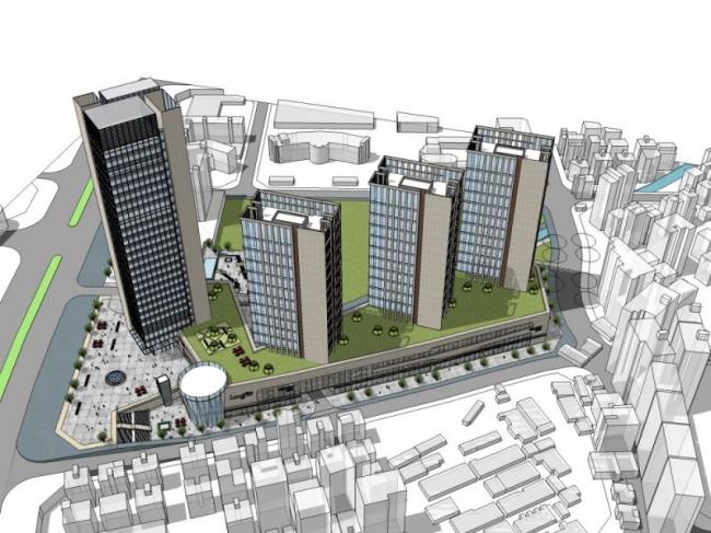 Sketchup办公模型|超高层办公楼，现代风格