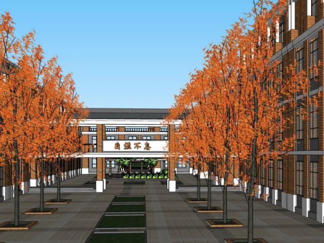 Sketchup学校模型|多层学校，校园教育建筑，古典风格