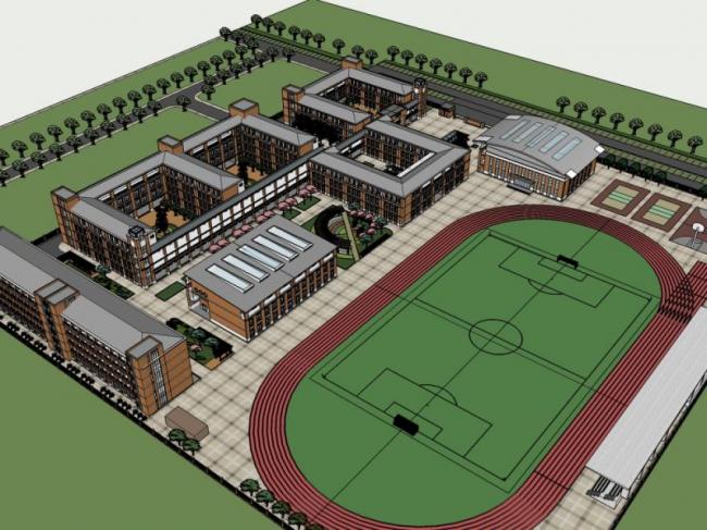 Sketchup学校模型|多层学校，校园教育建筑，古典风格