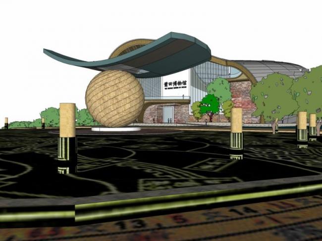 Sketchup文化模型|多层博物馆，文化建筑，现代风格