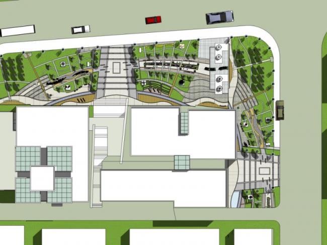 Sketchup景观模型|广场景观，办公景观，现代风格