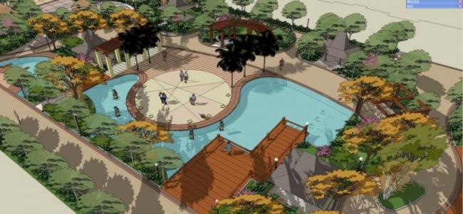 Sketchup景观模型|小区景观，住宅景观，现代风格，东南亚风格