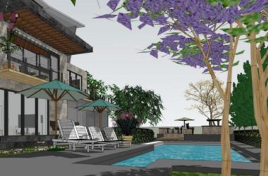 Sketchup景观模型|别墅庭院景观，现代风格-BIM建筑网