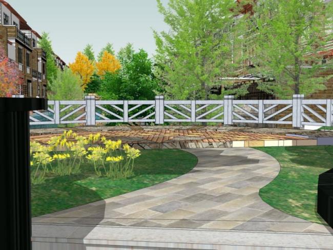 Sketchup景观模型|小区景观，住宅景观，现代风格