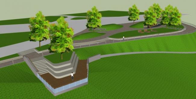 Sketchup景观模型|观景挑台景观，现代风格