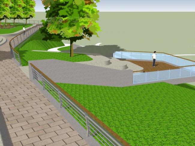 Sketchup景观模型|观景挑台景观，现代风格