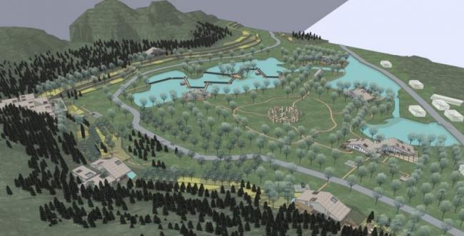 Sketchup景观模型|山地景观，现代风格